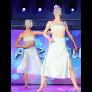 Custom dance competition costume ice blue adult small